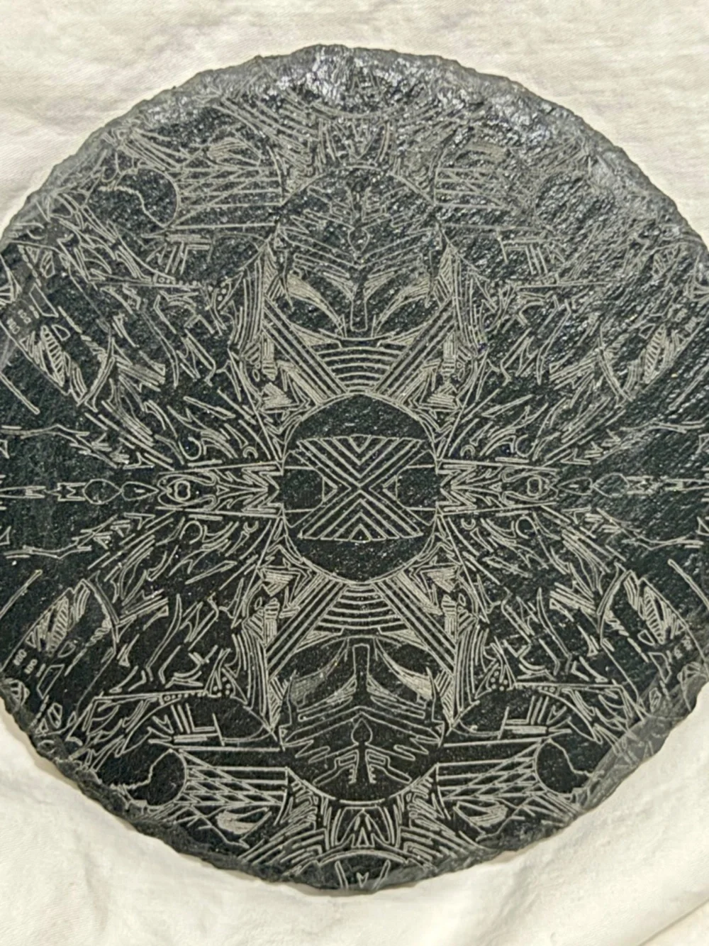 Gray Slate Coaster Set 4 Slip Proof Geometric Abstract Art Round/Square